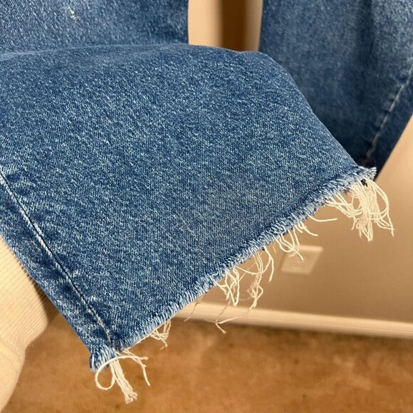 Boyish Tommy Stretch High Rise Straight Jeans Size 31 Ankle Frayed Hem Blue - Picture 9 of 13